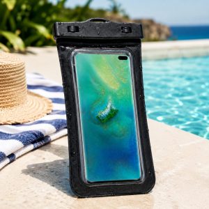 Universal Waterproof  Phone Pouch Touchscreen Case for Swimming Black - D0011