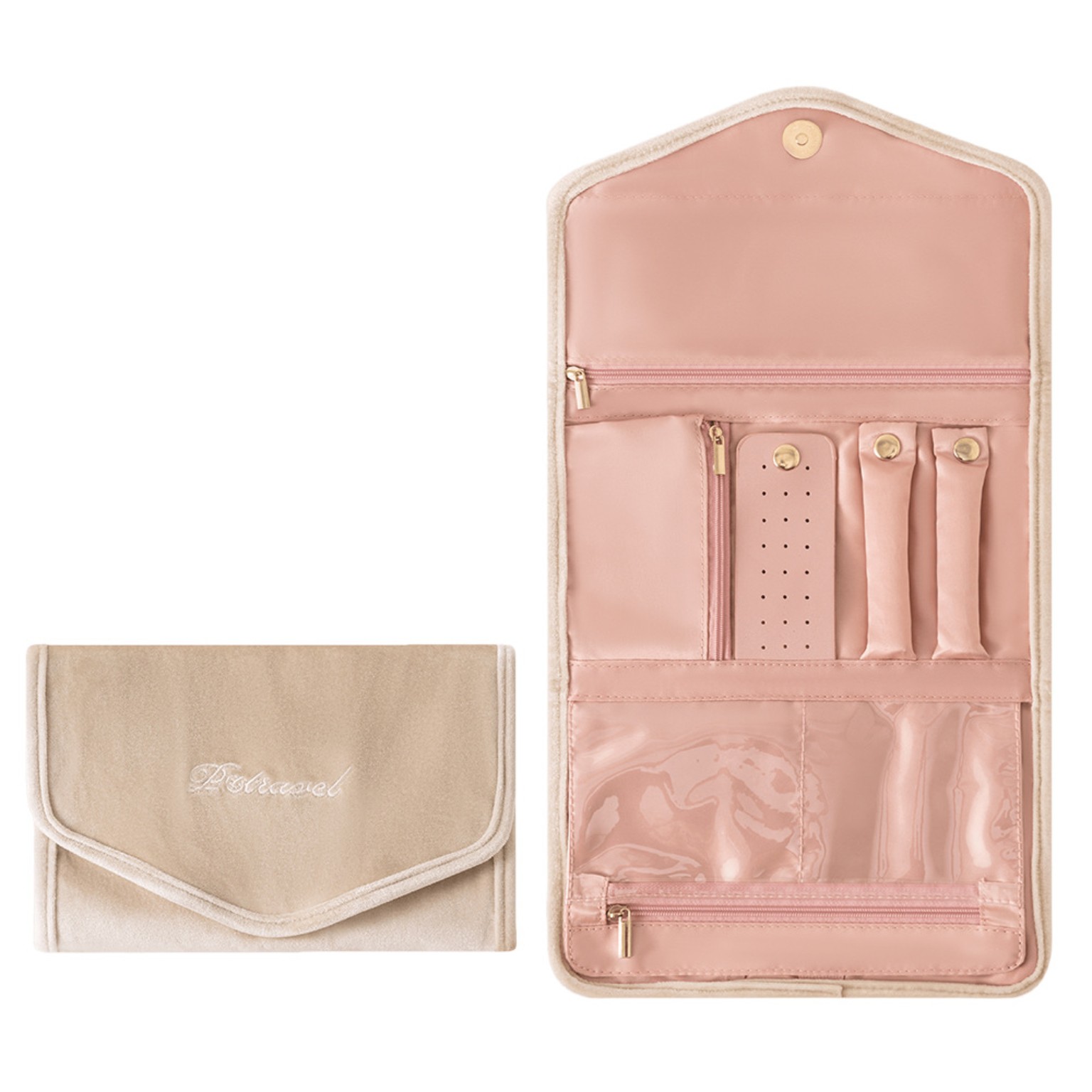 Pink Travel Jewellery Organiser Bag Portable Storage Pouch for Accessories D0027 - Image 2