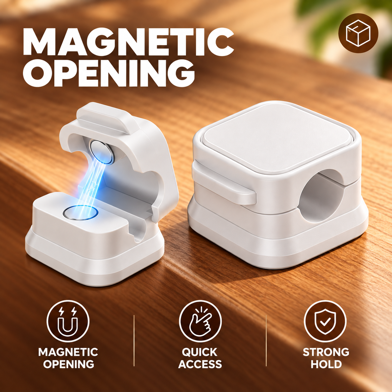 Magnetic Cable Clips Organiser 6 Pack Desk Wire Holder USB Cord Management White - D0024 - Image 3