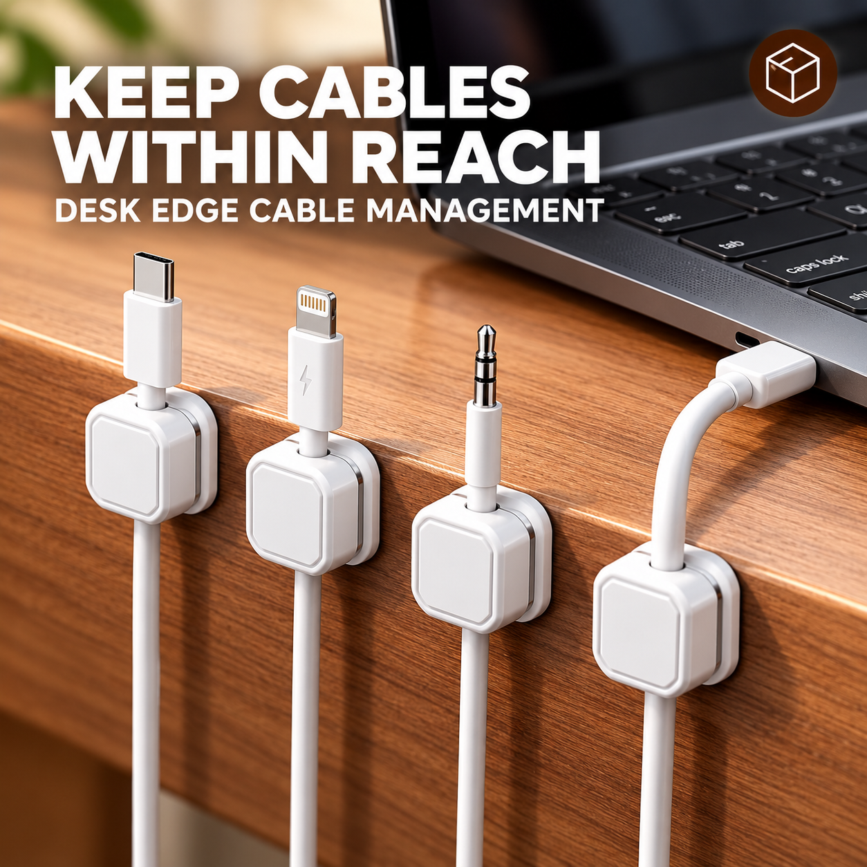 Magnetic Cable Clips Organiser 6 Pack Desk Wire Holder USB Cord Management White - D0024 - Image 4