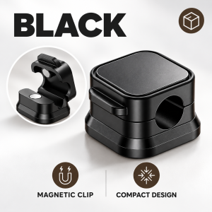 Magnetic Cable Clips Organiser 6 Pack Desk Wire Holder USB Cord Management Black - D023