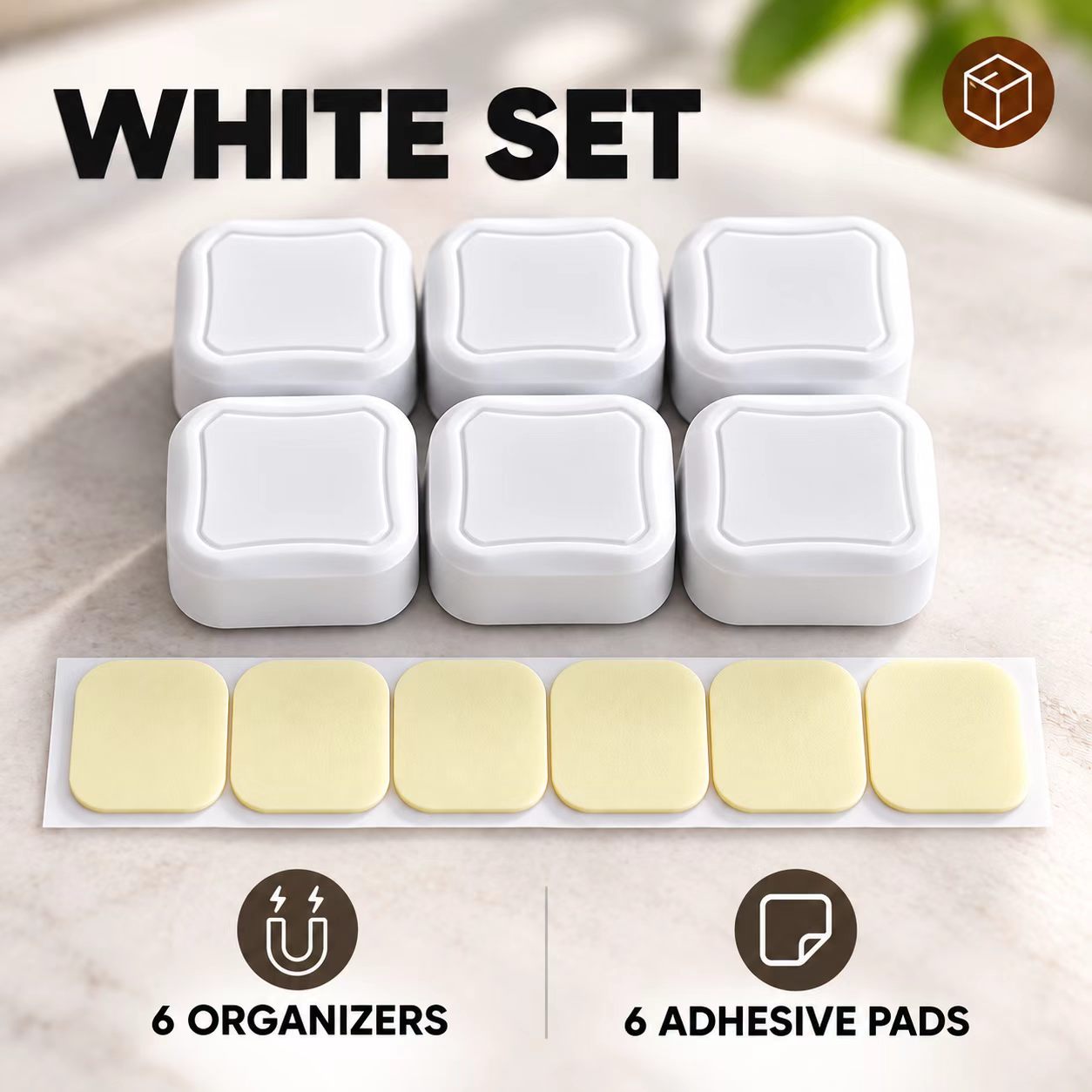 Magnetic Cable Clips Organiser 6 Pack Desk Wire Holder USB Cord Management White - D0024 - Image 5